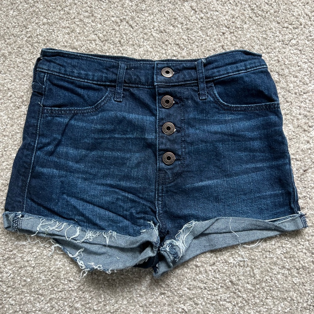 Abercrombie High Waisted Dark Denim Shorts